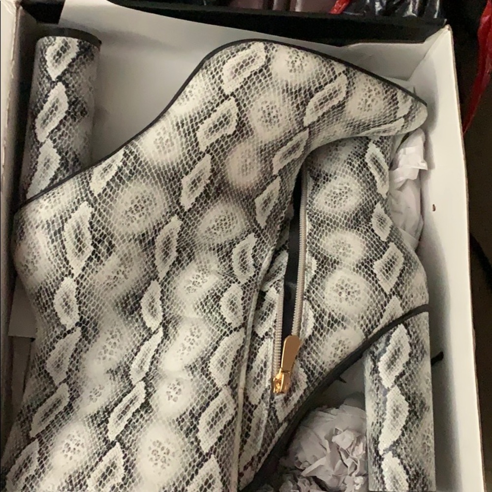 Snakeskin ankle booties